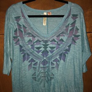 3/4 Sleeve Tribal Print Top